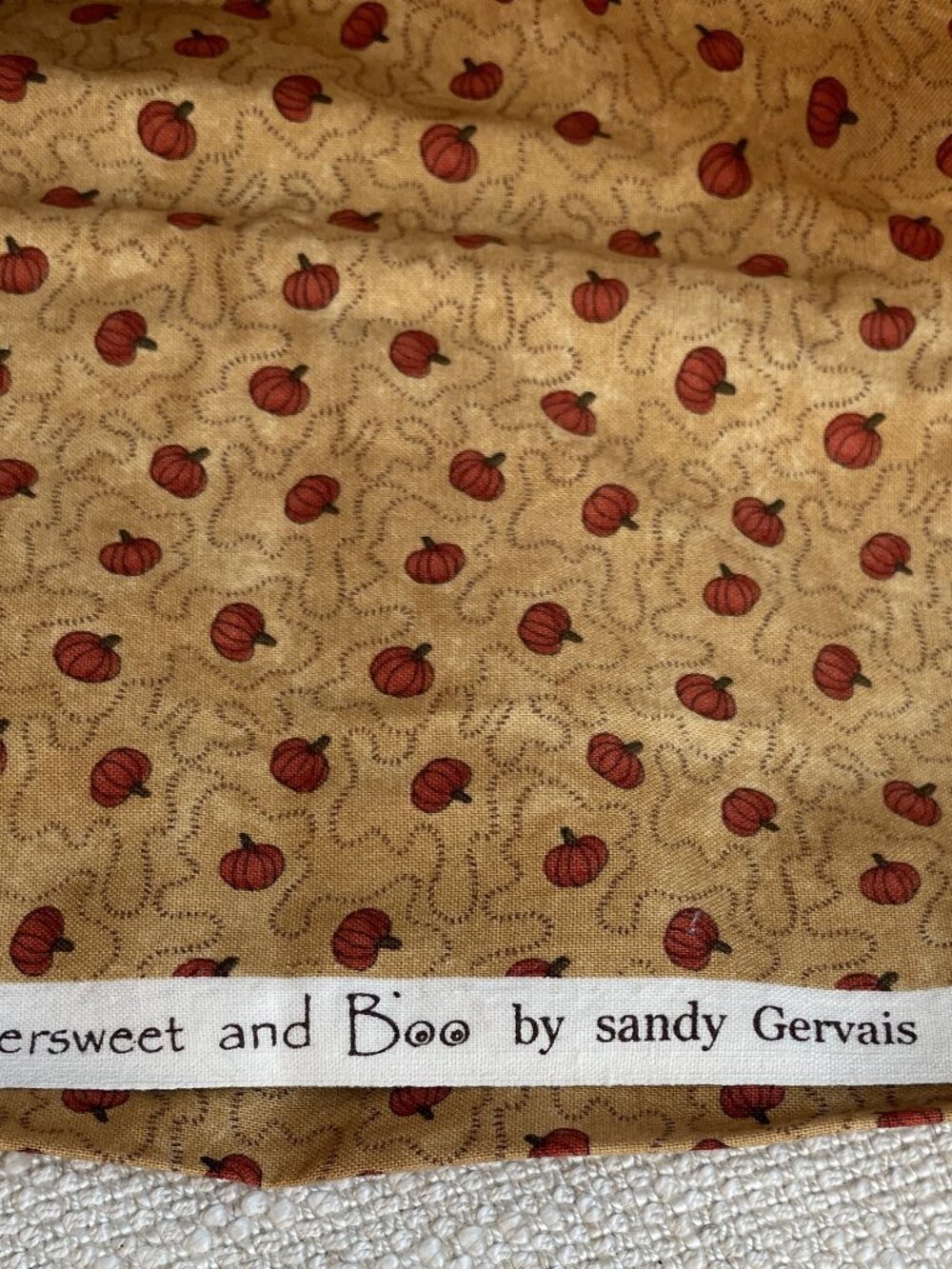40x18” Pumpkin Spice Print 100% Cotton Fabric Quilting Sewing Craft